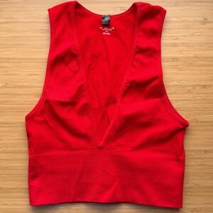 NWOT UO Out From Under Hailey Seamless Plunge Cropped Tank Top in Red